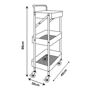 Wózek Vörå z 3 poziomami 88x45x30cm czarny [en.casa]