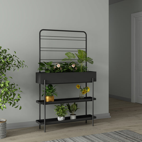 Stojak na rośliny zewnętrzne Aalsmeer metal 154x96x24 cm czarny [casa.pro]