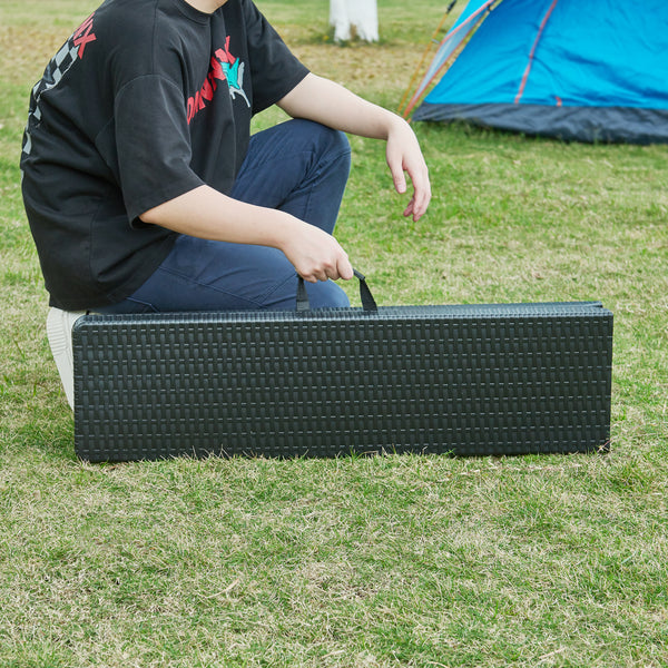 Składany zestaw ławek Mark 2-częściowy rattan czarny [en.casa]