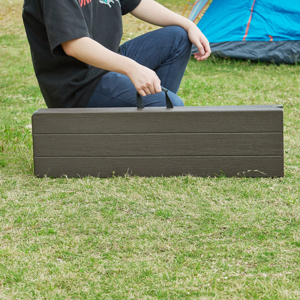 Zestaw składanych ławek Lillestrøm 2-częściowy o wyglądzie drewna, ciemnobrązowy [en.casa]