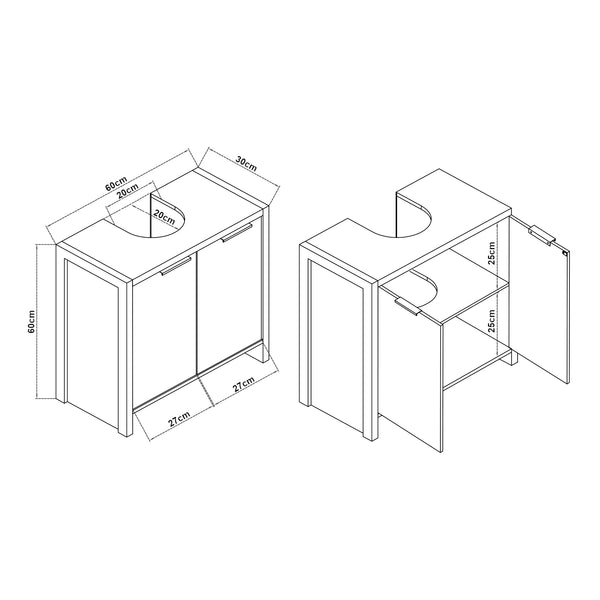Szafka podumywalkowa Namsskogan 60x60x30cm o orzechowym wyglądzie [en.casa]
