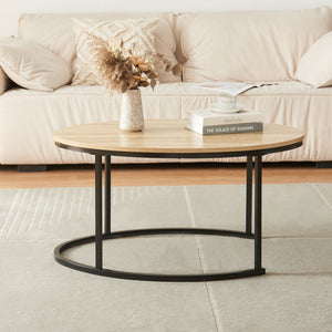 Zestaw stolików Holandia zestaw 2 czarny/dąb [en.casa]