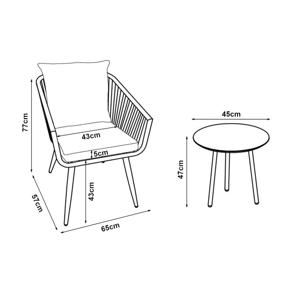 Abriola 3-częściowy zestaw mebli ogrodowych, szary [casa.pro]