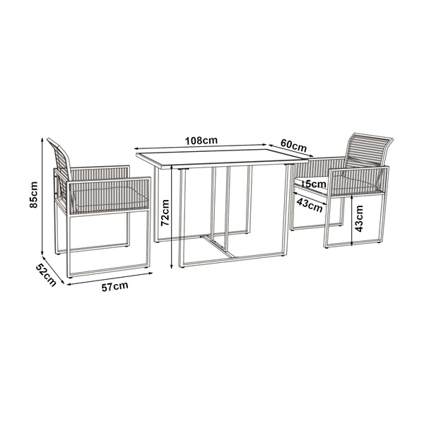 Accadia 3-częściowy zestaw mebli ogrodowych czarny/brązowy [casa.pro]