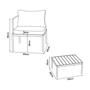 Accettura zestaw mebli ogrodowych 3-częściowy aluminium szary [casa.pro]