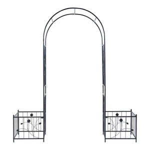 Łuk różany Barisciano z 2 skrzynkami na kwiaty czarny [casa.pro]