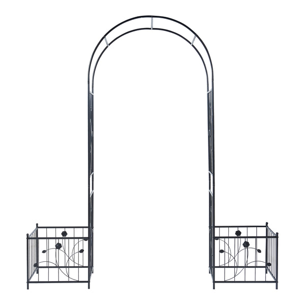 Łuk różany Barisciano z 2 skrzynkami na kwiaty czarny [casa.pro]