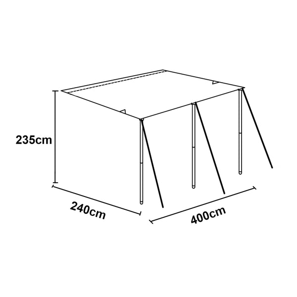 Daszek do przyczepy kempingowej Beuningen 400x240x235 cm szary [pro.tec]