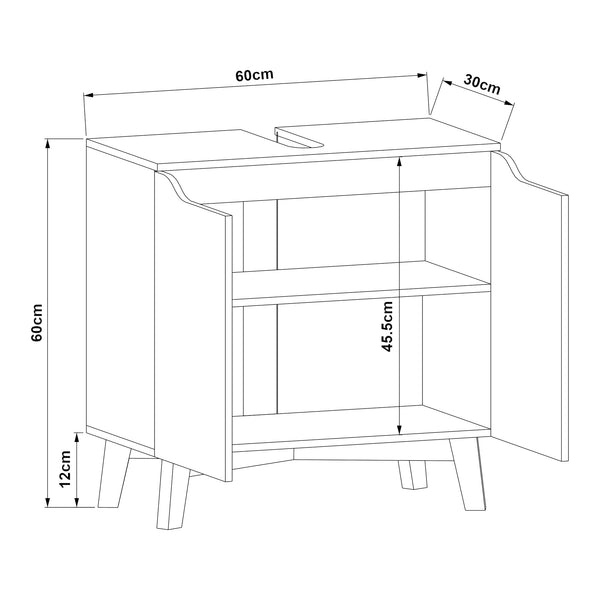 Szafka podumywalkowa Overath 60x60x30cm szara [en.casa]
