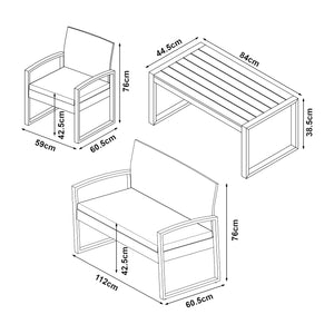 Zestaw mebli ogrodowych Calciano 4-częściowy [casa.pro]