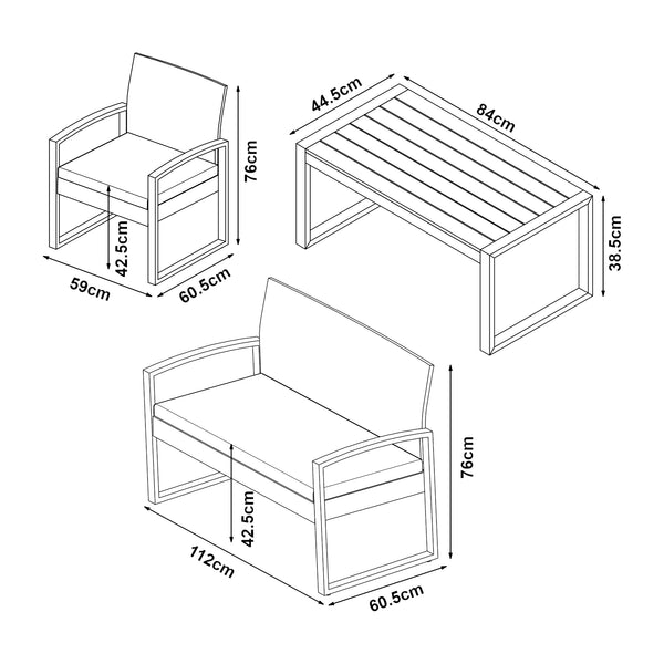 Zestaw mebli ogrodowych Calciano 4-częściowy [casa.pro]
