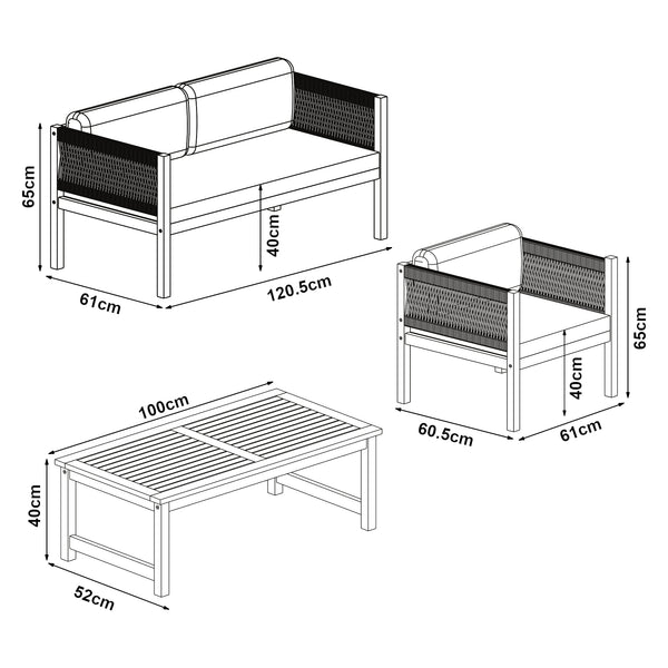 Zestaw mebli ogrodowych Cannole 4 szt. drewno akacjowe kolory drewna [casa.pro]