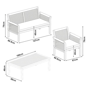 Zestaw mebli ogrodowych Candela 4 szt. drewno akacjowe kolory drewna [casa.pro]