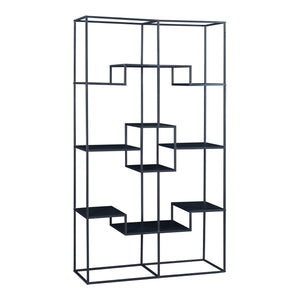 Półka stojąca Råde metalowa 180x100x35 cm czarna [en.casa]