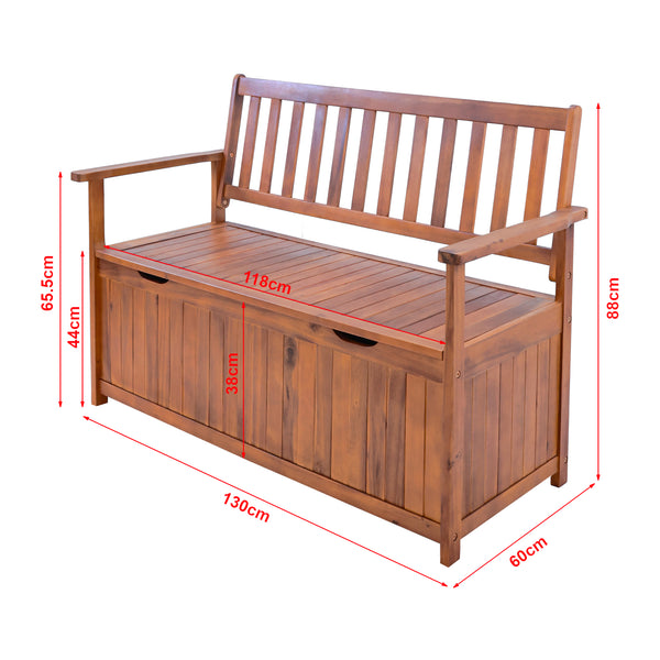 Ławka ogrodowa Avezzano z schowkiem 130x60x88cm Akacja z certyfikatem FSC® [en.casa]