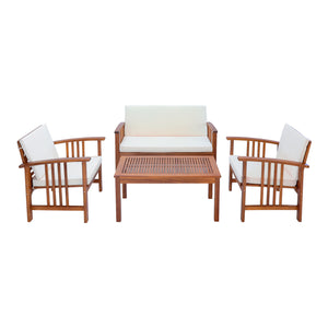 Zestaw mebli ogrodowych Brissogne 4 szt. drewno akacjowe z certyfikatem FSC® [en.casa]