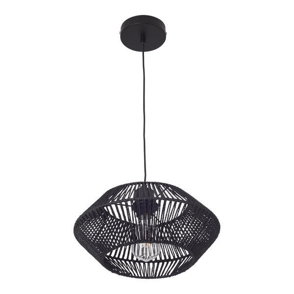 Lampa wisząca Amersham metal+rattan czarny [lux.pro]