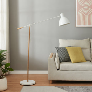 Banchory metalowa lampa podłogowa 163 cm efekt drewna/biały [lux.pro]