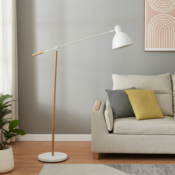 Banchory metalowa lampa podłogowa 163 cm efekt drewna/biały [lux.pro]