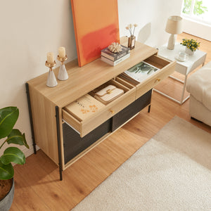 Szafka pod TV Tysnes 120x40x75 cm dąb/czarny [en.casa]