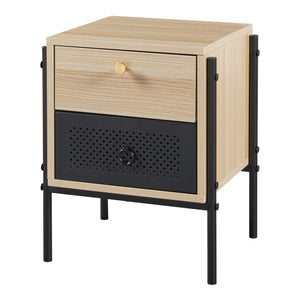 Szafka nocna Tysnes 39x35x47 cm dąb/czarny [en.casa]
