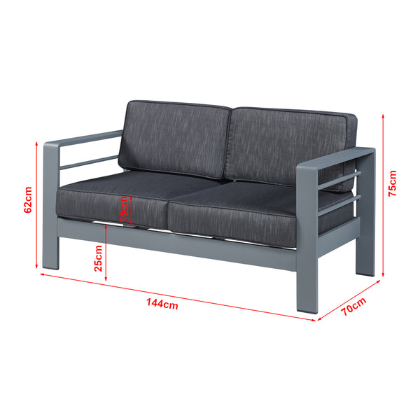 2-osobowa sofa zewnętrzna Avise aluminium ciemnoszary [casa.pro]