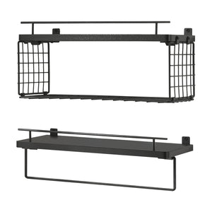 Półka ścienna Vik zestaw 2 sztuk czarna [en.casa]