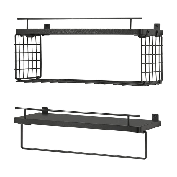 Półka ścienna Vik zestaw 2 sztuk czarna [en.casa]