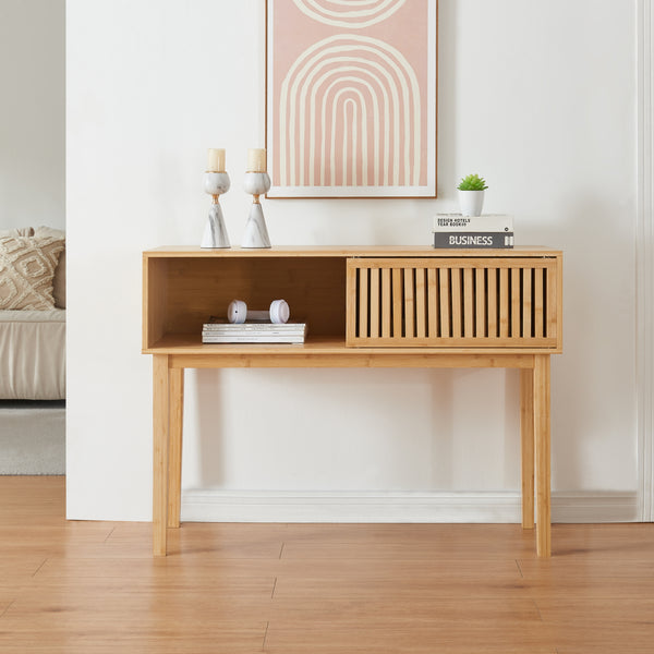 Stolik konsolowy Ypäjä 110x39x81 cm bambus [en.casa]