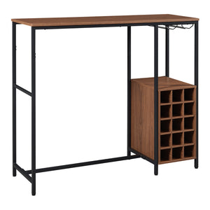 Stół barowy Trøndelag 120x40x105 cm ze stojakiem na 15 butelek wina [en.casa]