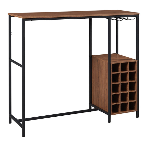 Stół barowy Trøndelag 120x40x105 cm ze stojakiem na 15 butelek wina [en.casa]