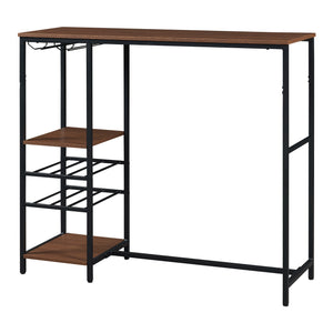 Stolik barowy Stjørdal ze stojakiem na butelki w kolorze czarnym/orzechowym [en.casa]