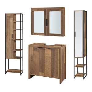 Zestaw mebli łazienkowych Namsskogan 4-częściowy orzechowy [en.casa]