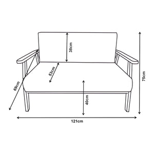 Sofa 2-osobowa tapicerowana Kinda 121x69x75 cm szara [en.casa]