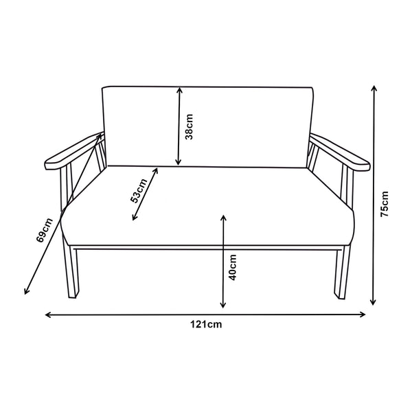 Sofa 2-osobowa tapicerowana Kinda 121x69x75 cm szara [en.casa]