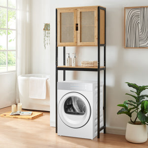 Szafka toaletowa Tervola 172x63x27 cm czarna/bambus [en.casa]