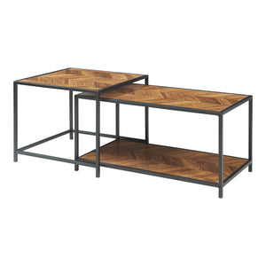 2-częściowy stolik kawowy Kurghore, czarny/dębowy, ciemny [en.casa]