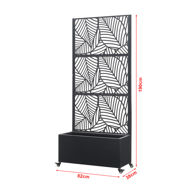 Ścianka działowa Surnskoki ze skrzynką na kwiaty stalowa czarna [casa.pro]