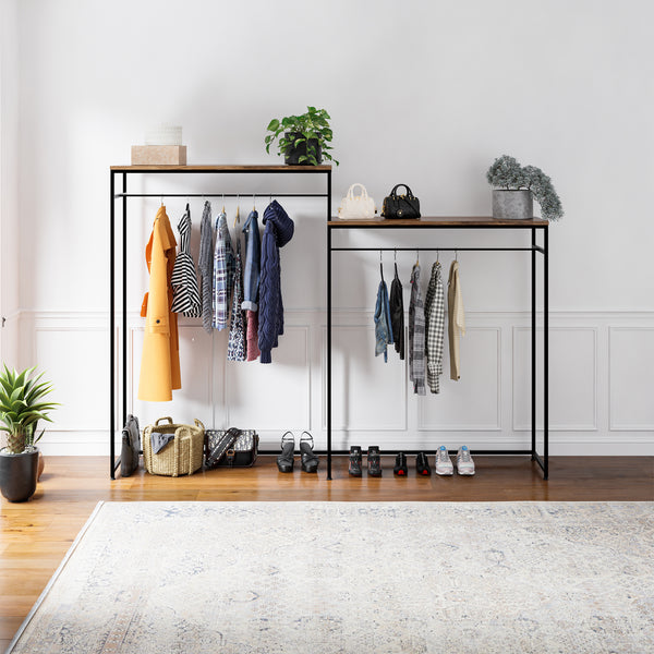 Wieszak na płaszcze Skestbyena z dwóch elementów 140x240x40 cm czarny/orzechowy [en.casa]