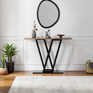 Stół konsolowy Seinshung 110x30x80 cm czarny/orzechowy [en.casa]