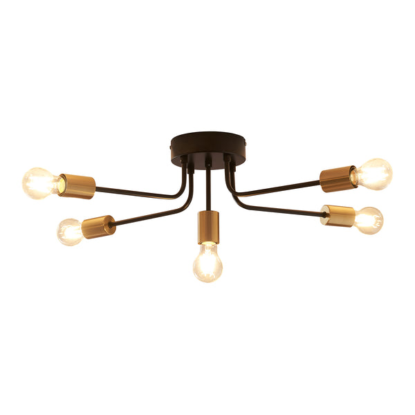 Lampa sufitowa Benfleet 5 x E27 czarny/mosiądz [lux.pro]
