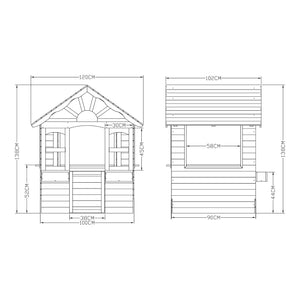 Domek dla dzieci Vesa 138x120x102 cm drewno jodłowe szary [casa.pro]