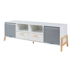 Szafka pod TV Kvaefjord 160x40x52 cm biały/szary [en.casa]