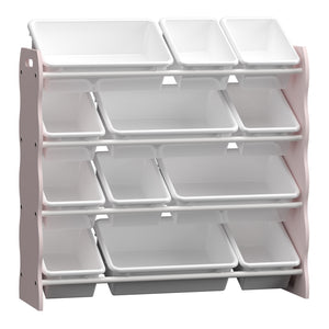 Półka dziecięca Vestnes z 12 pojemnikami do przechowywania 78x86x27 cm Cotton Candy/Biały [en.casa]