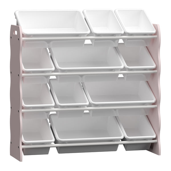 Półka dziecięca Vestnes z 12 pojemnikami do przechowywania 78x86x27 cm Cotton Candy/Biały [en.casa]