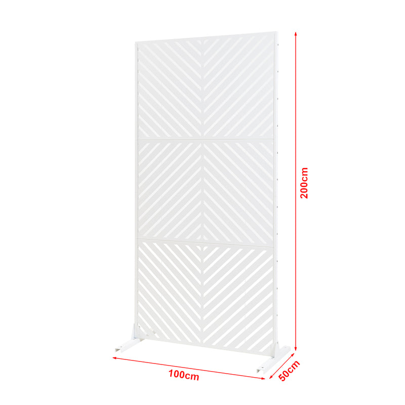 Szkic wymiarowy Wewnętrzna ścianka działowa Kekan stal 200x100x50 cm biała [casa.pro]