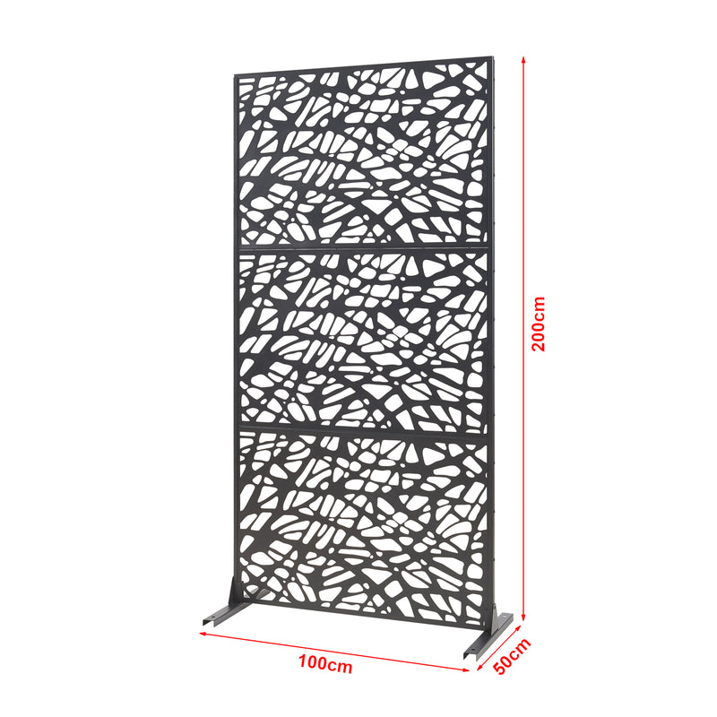 Szkic wymiarowy Wewnętrzna ścianka działowa Poskind stal 200x100x50 cm czarna [casa.pro]