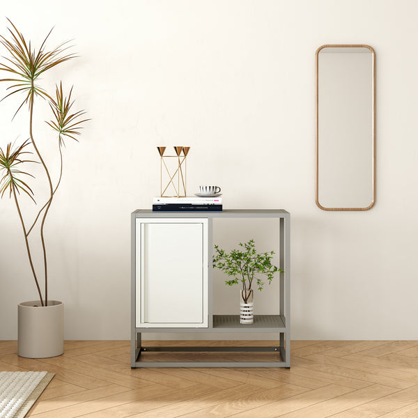 Kredens Burlöv stal 70x72x35 cm szary/biały [en.casa]