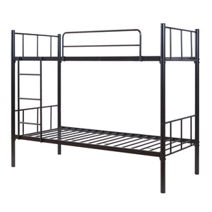 Metalowe łóżko piętrowe Berimma 90x200 cm czarne [en.casa]