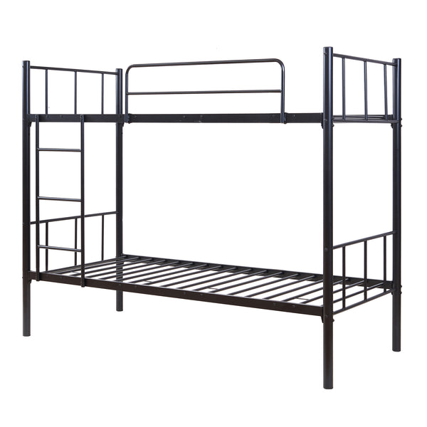 Metalowe łóżko piętrowe Berimma 90x200 cm czarne [en.casa]